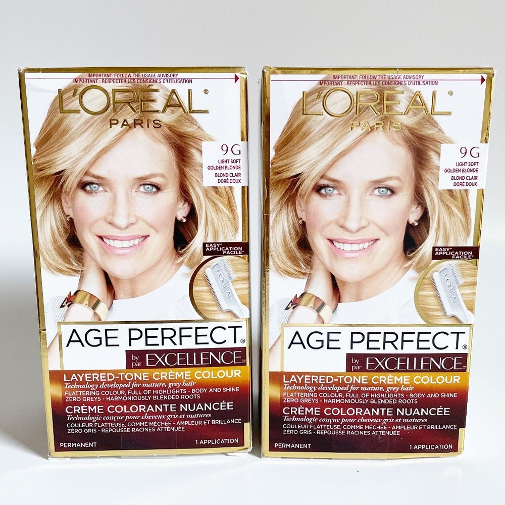 2x L’Oréal Age Perfect Excellence Hair Color 9G Light Soft Golden Blonde NEW HTF